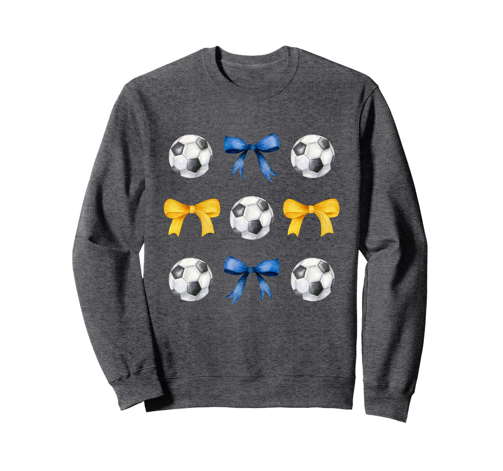 Soccer Balls Bows Soccer Player Blue Sweatshirt - Unique Graphic Men Women