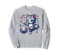 Soccer Player Cat Kitten Kicking Sweatshirt - Graphic Print for Adults
