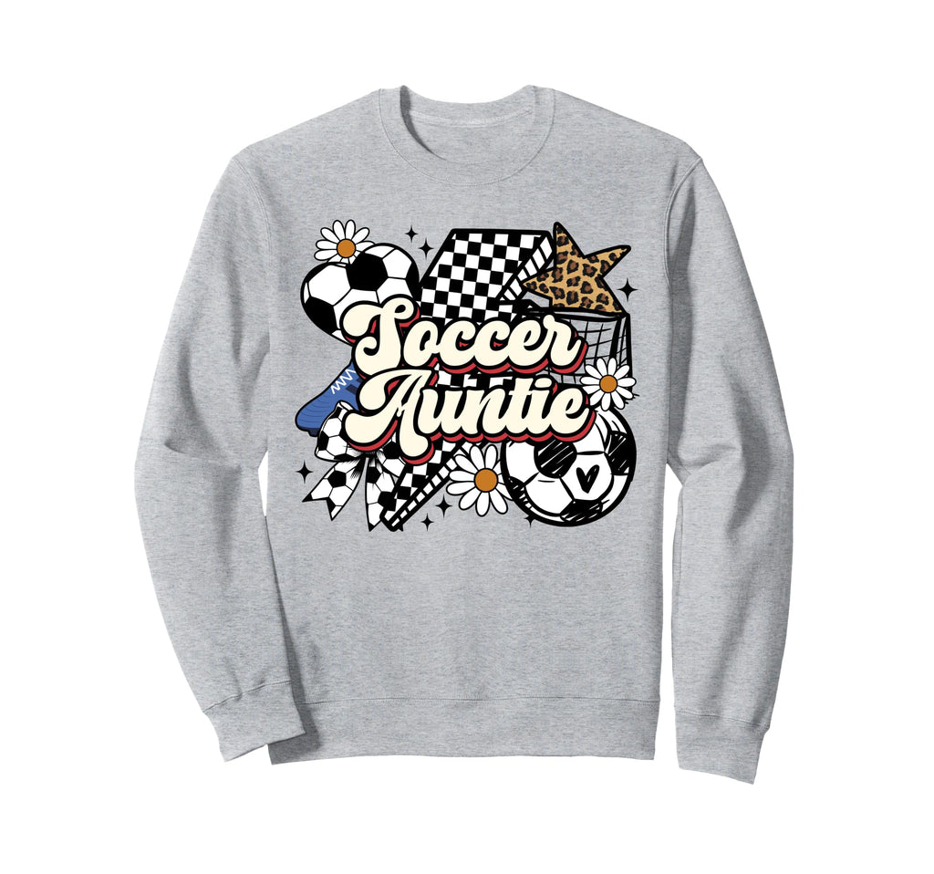 Soccer Auntie Funny Leopard Soccer Sweatshirt - Custom Art Print Unisex