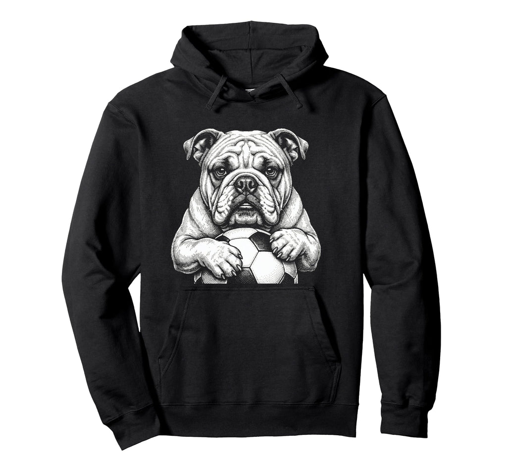 Ball Mascot Black And White Bulldog Soccer Hoodie - Custom Art Print Unisex