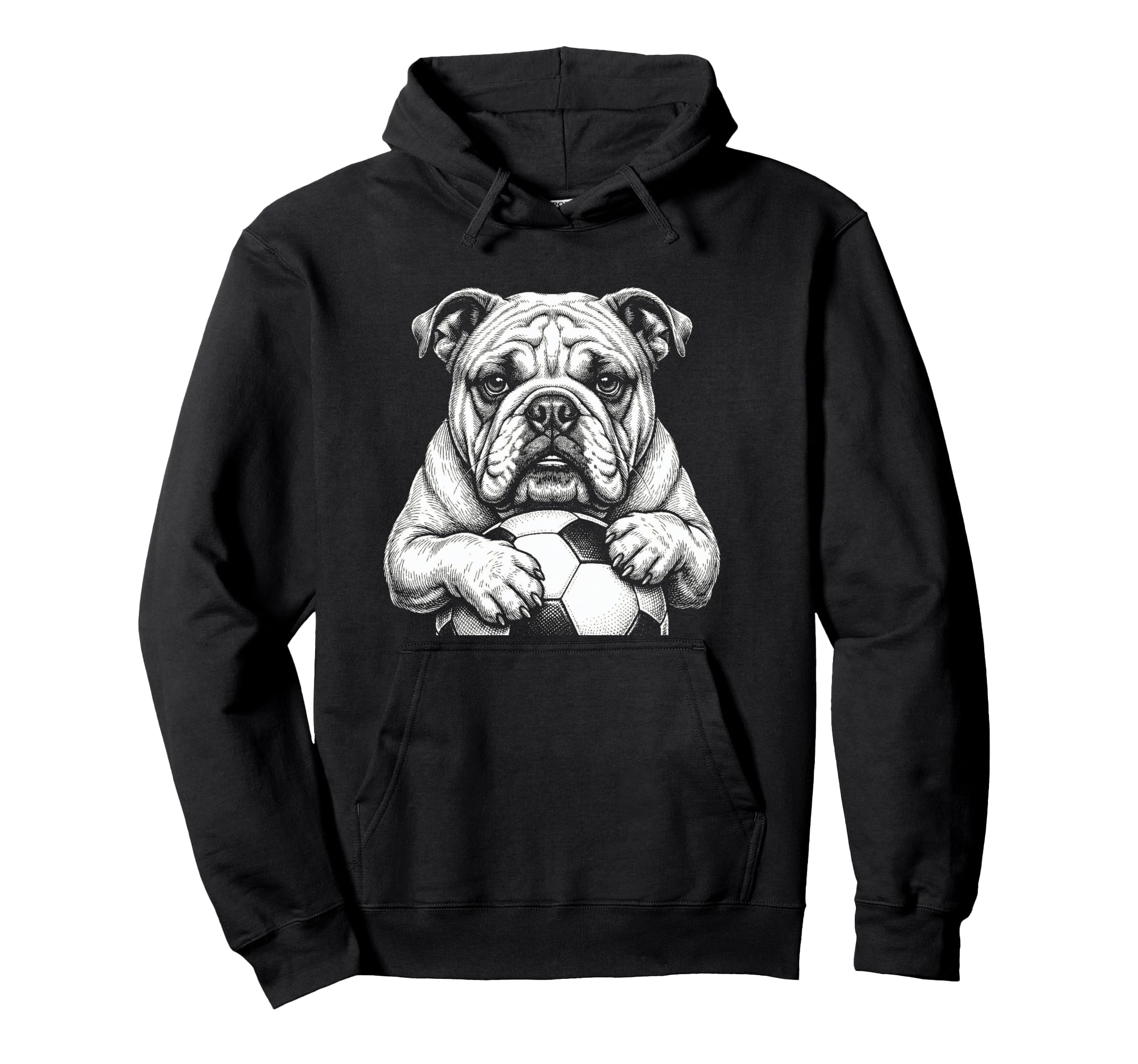 Ball Mascot Black And White Bulldog Soccer Hoodie - Custom Art Print Unisex