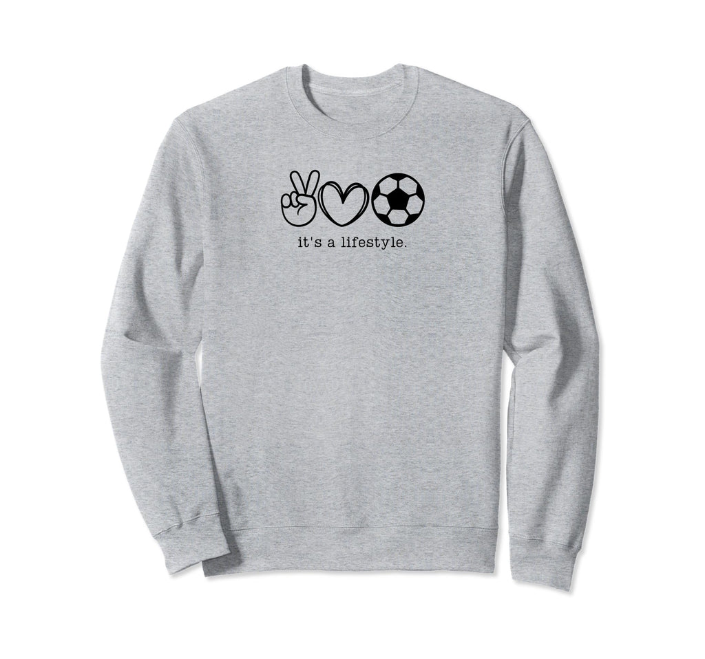 Its Lifestyle Peace Love Soccer Sweatshirt - Graphic Print for Adults