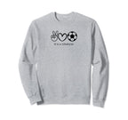 Its Lifestyle Peace Love Soccer Sweatshirt - Graphic Print for Adults