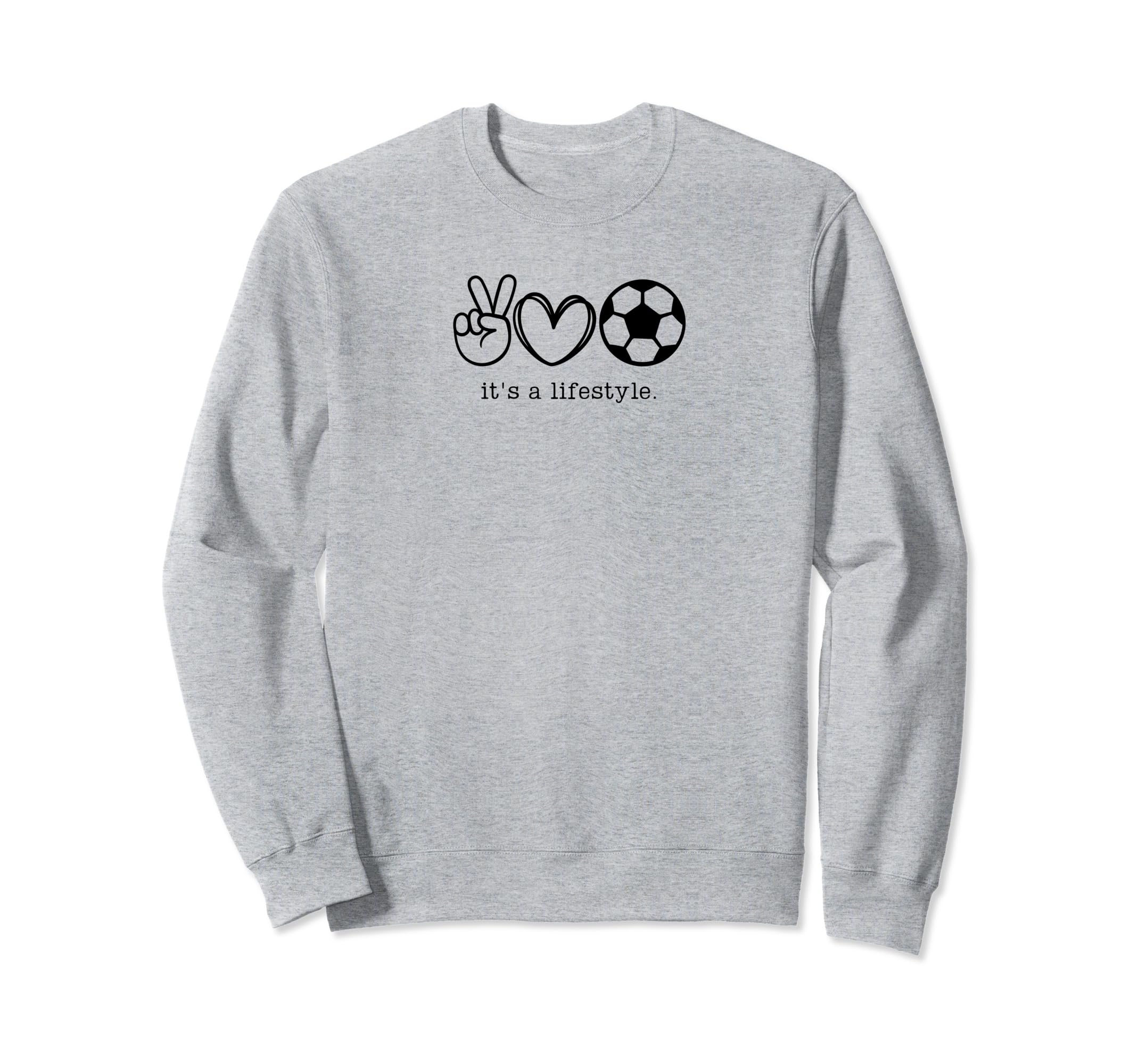 Its Lifestyle Peace Love Soccer Sweatshirt - Graphic Print for Adults