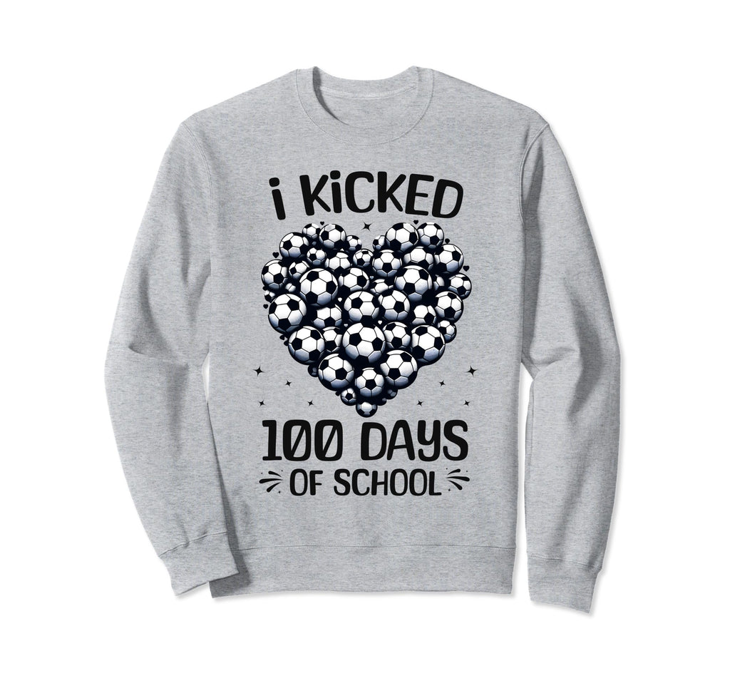 100 Days School Soccer Heart Love 100Th Sweatshirt - Unique Graphic Unisex