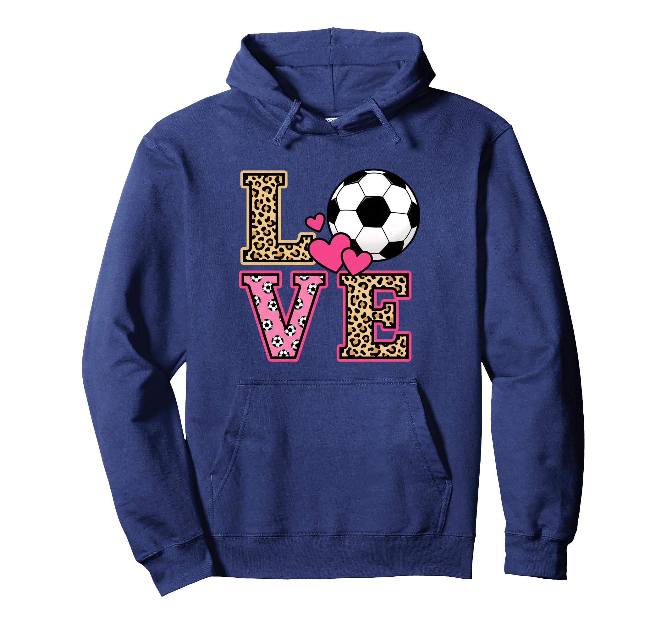 Love Leopard Soccer Ball Womens Soccer Hoodie - Novelty Apparel for Adults