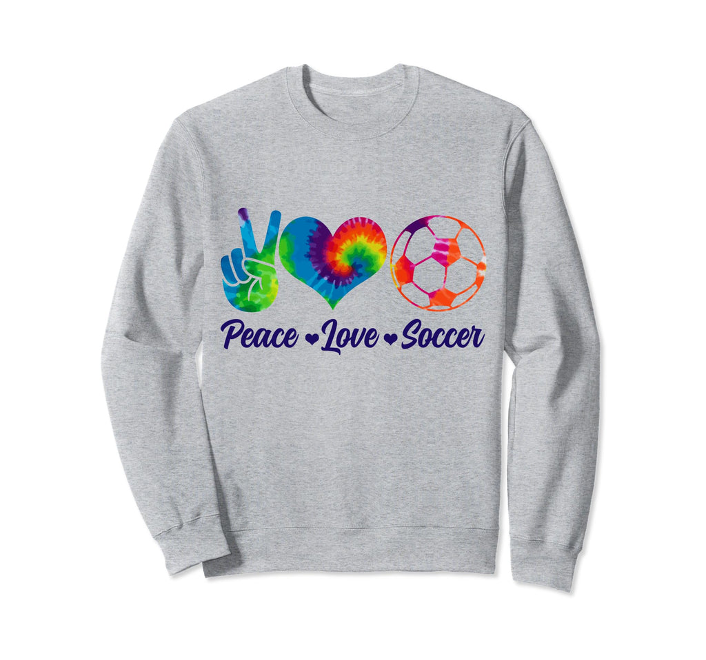 Soccer Tie Dye Peace Love Soccer Player Sweatshirt - Graphic Print Unisex