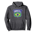 Brazil Soccer Country Flag Crest Hoodie - Custom Art Print Men Women