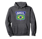 Brazil Soccer Country Flag Crest Hoodie - Custom Art Print Men Women