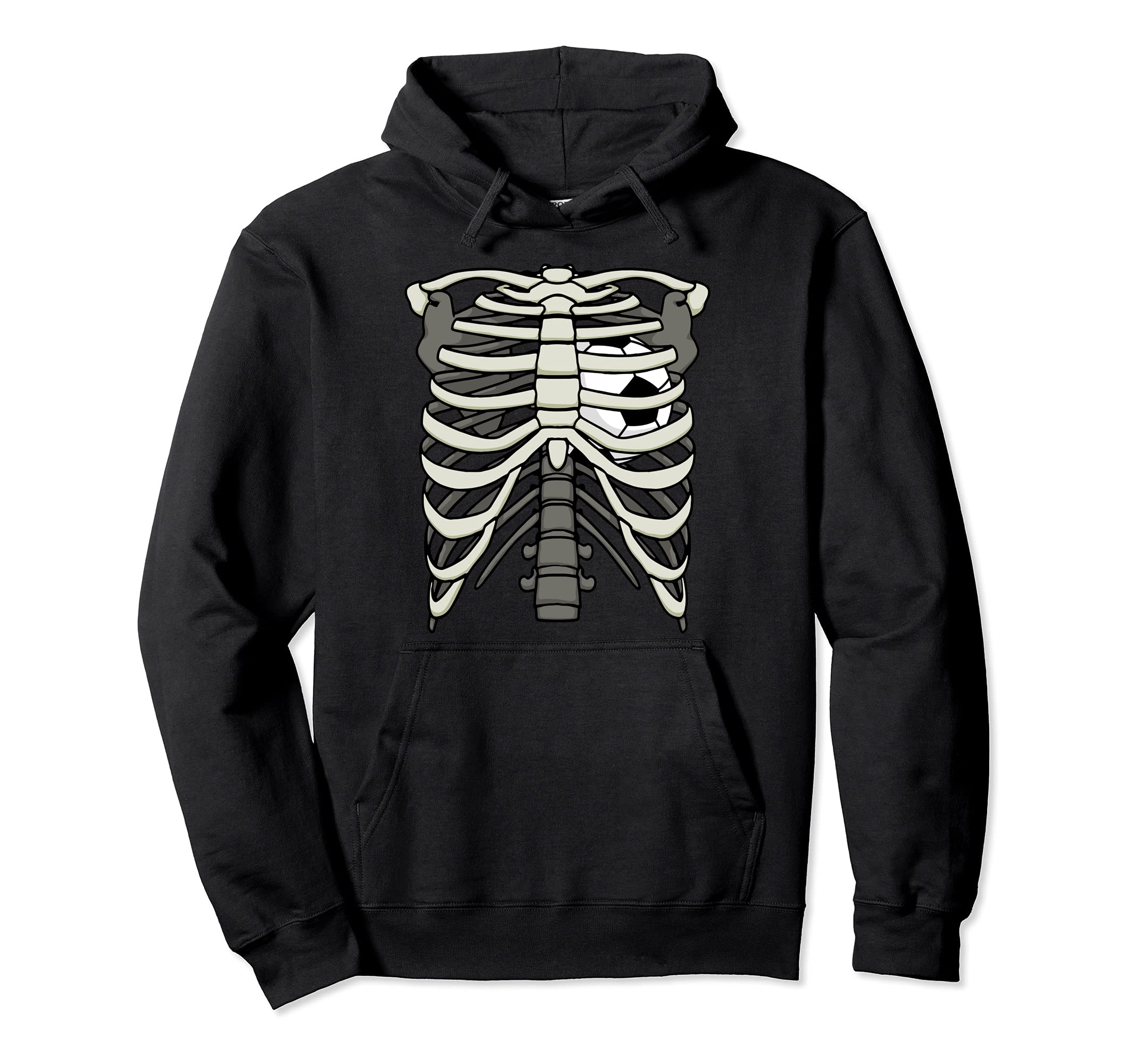 Ribcage Halloween Soccer Player Hoodie - Aesthetic Graphic for Adults