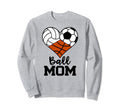 Ball Mom Funny Volleyball Soccer Sweatshirt - Graphic Print Unisex