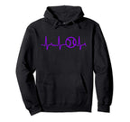 Purple Baseball Heartbeat Purple Hoodie - Minimalist Print Unisex