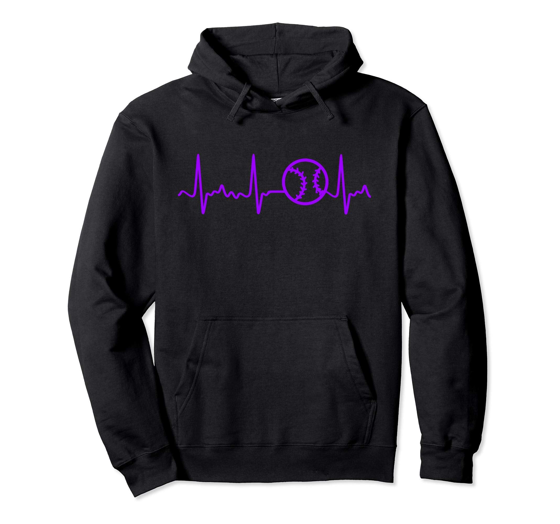 Purple Baseball Heartbeat Purple Hoodie - Minimalist Print Unisex