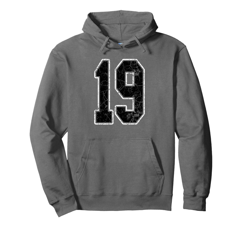 Black And White Number 19 Jersey Player Hoodie - Minimalist Print Unisex
