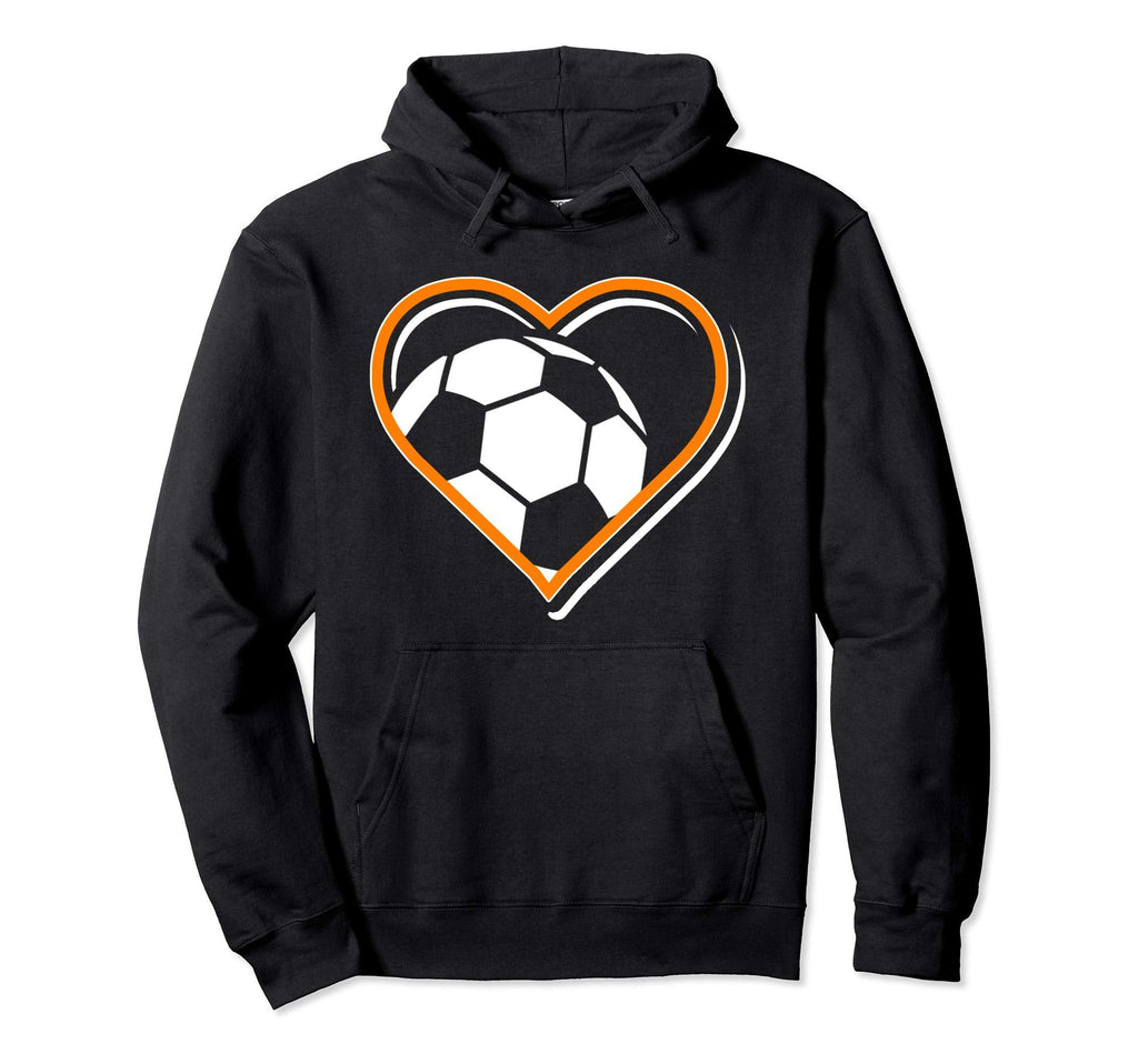 Orange Soccer Heart Soccer Lovers Hoodie - Trendy Graphic Men Women