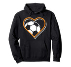 Orange Soccer Heart Soccer Lovers Hoodie - Trendy Graphic Men Women