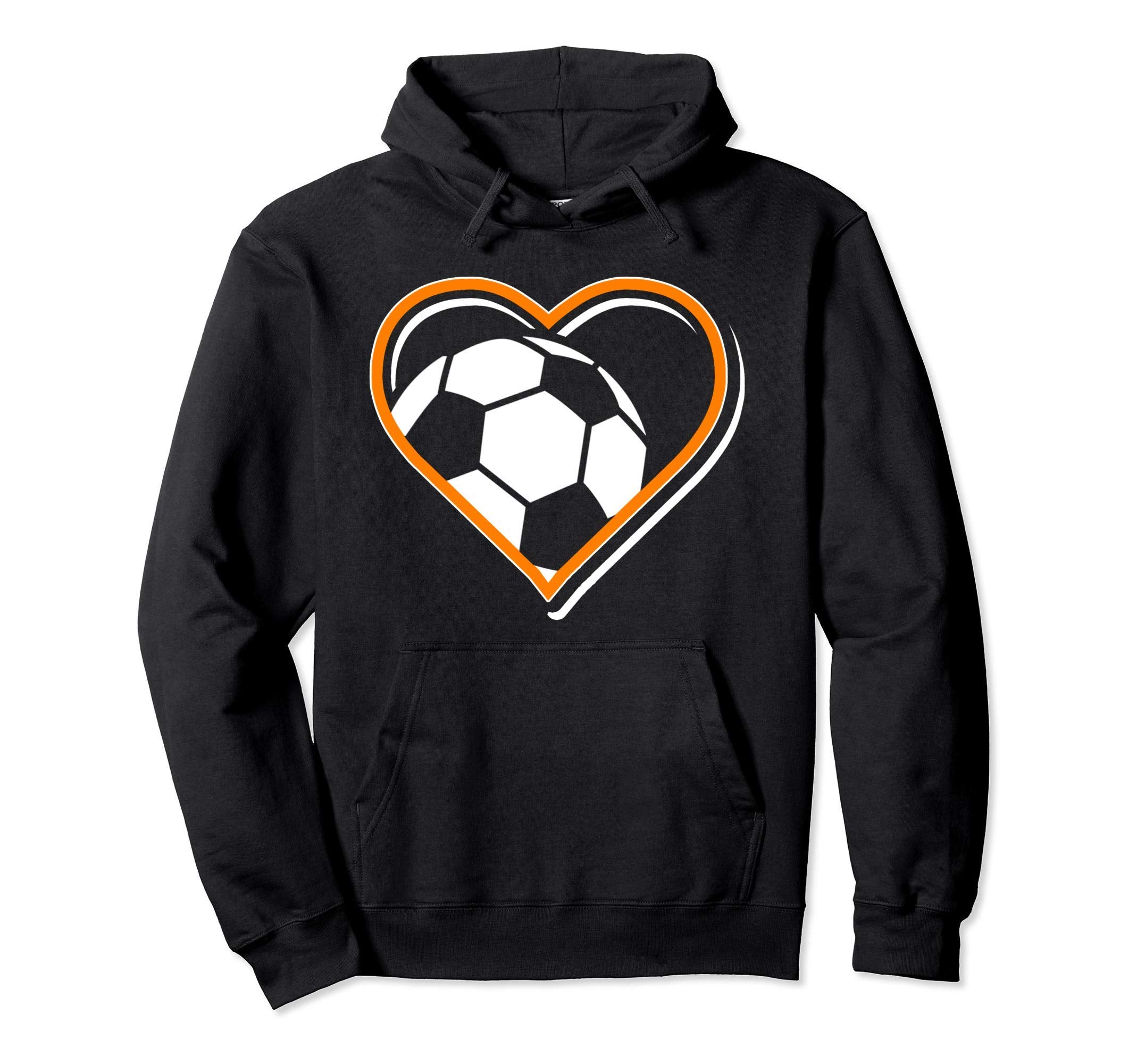 Orange Soccer Heart Soccer Lovers Hoodie - Trendy Graphic Men Women