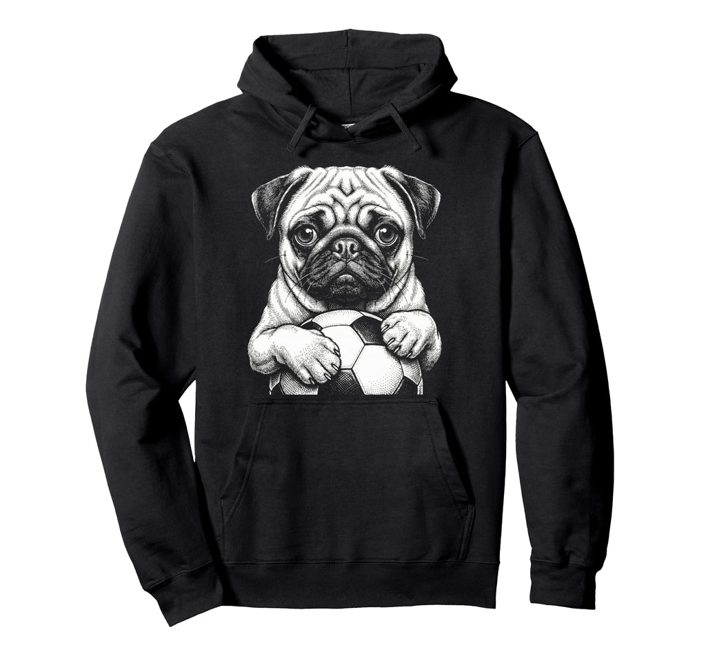 Fans Ball Mascot Black And White Dog Pug Hoodie - Minimalist Print Unisex