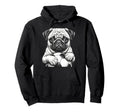 Fans Ball Mascot Black And White Dog Pug Hoodie - Minimalist Print Unisex