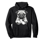 Fans Ball Mascot Black And White Dog Pug Hoodie - Minimalist Print Unisex