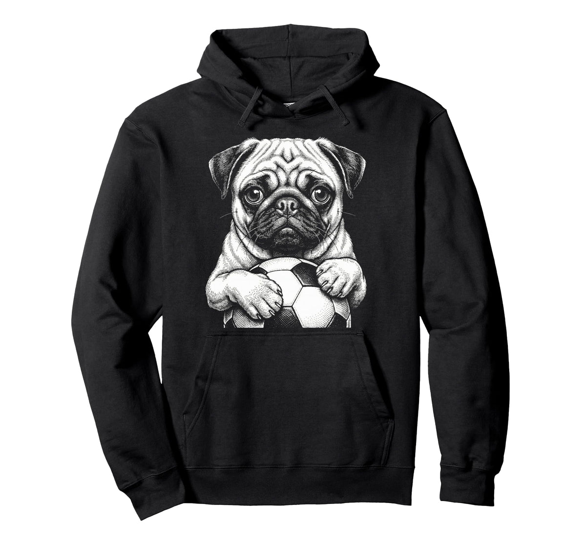 Fans Ball Mascot Black And White Dog Pug Hoodie - Minimalist Print Unisex