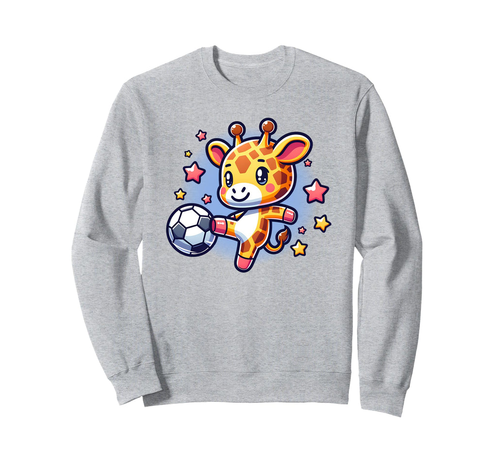 Giraffe Soccer Player Kicking Sweatshirt - Aesthetic Graphic for Adults