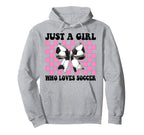 Just Who Loves Soccer Coquette Bow Hoodie - Trendy Graphic Unisex