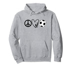 Peace Love Soccer Shirts Coaches Hoodie - Fun Novelty Design for Adults