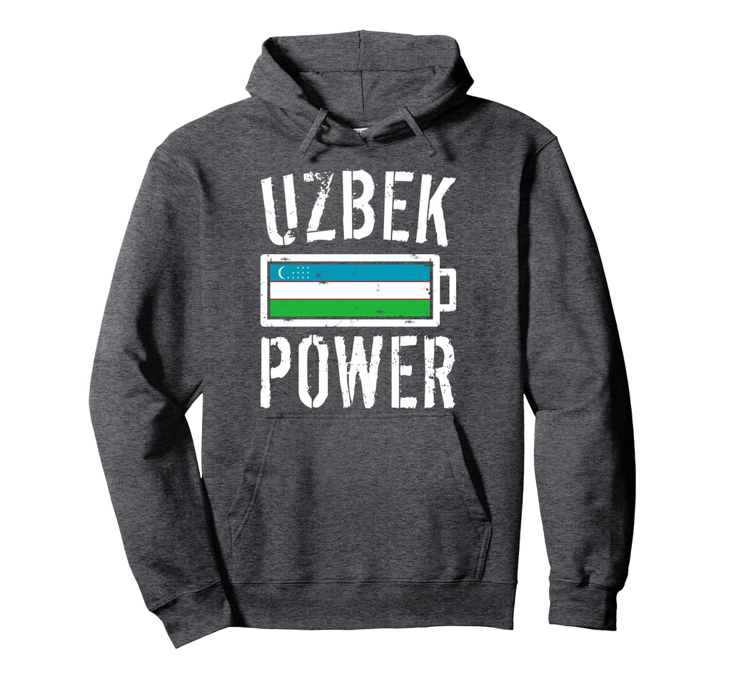 Uzbekistan Flag Uzbek Power Battery Hoodie - Novelty Apparel for Adults