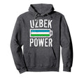 Uzbekistan Flag Uzbek Power Battery Hoodie - Novelty Apparel for Adults