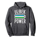 Uzbekistan Flag Uzbek Power Battery Hoodie - Novelty Apparel for Adults