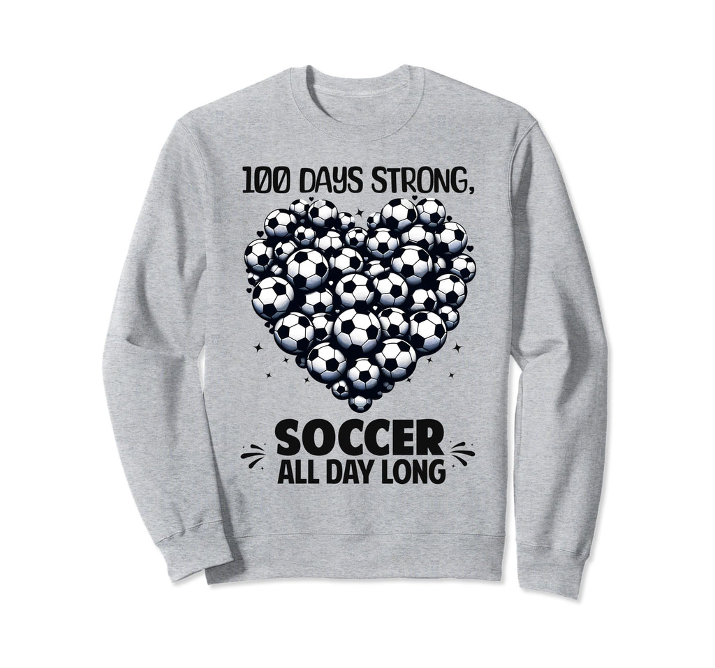 100 Days School Soccer Heart Love Sweatshirt - Minimalist Print for Adults