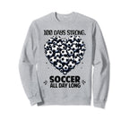 100 Days School Soccer Heart Love Sweatshirt - Minimalist Print for Adults