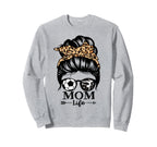 Mom Life Messy Bun Hair Funny Soccer Sweatshirt - Novelty Apparel Unisex