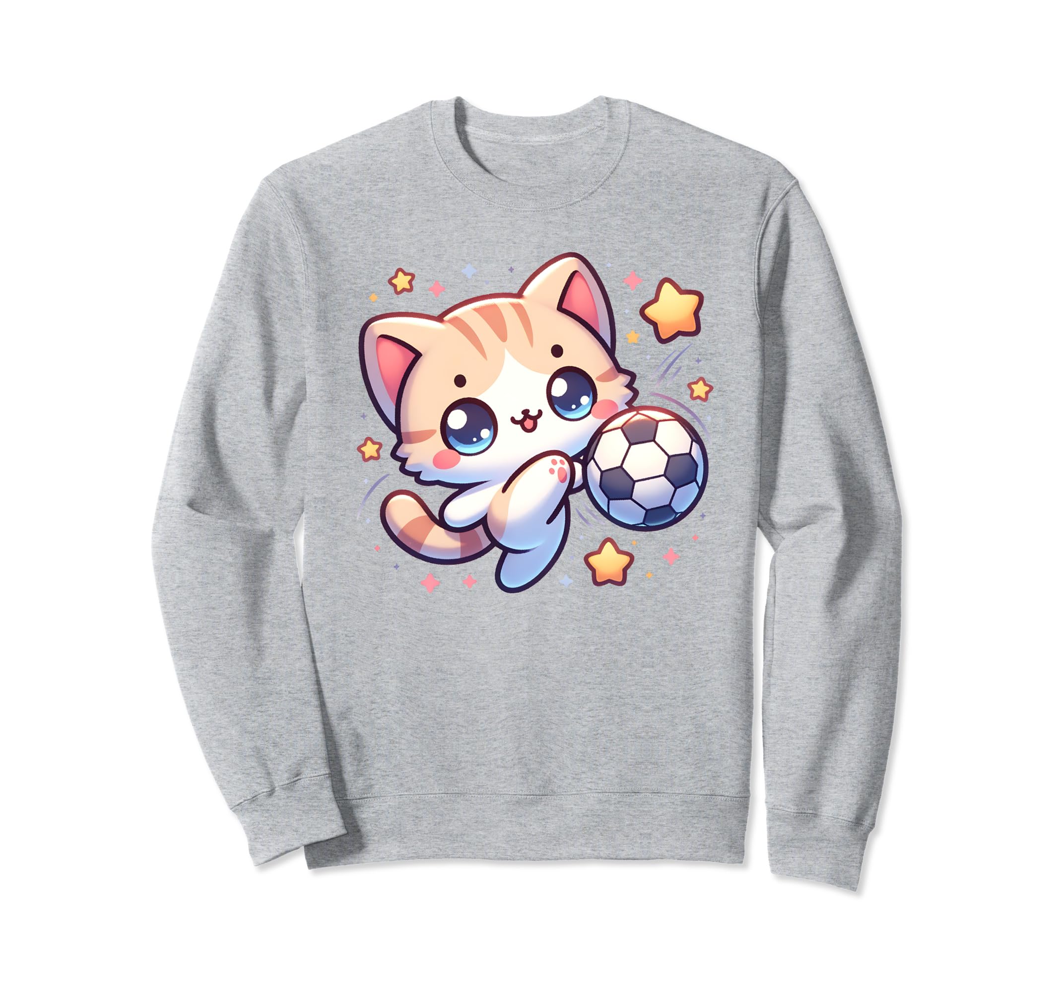 Soccer Player Cat Kitten Kicking Sweatshirt - Custom Art Print Unisex