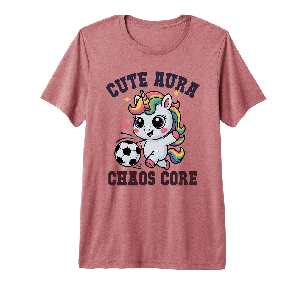Funny Soccer Unicorn Aura Chaos Core T-Shirt - Streetwear Style Unisex