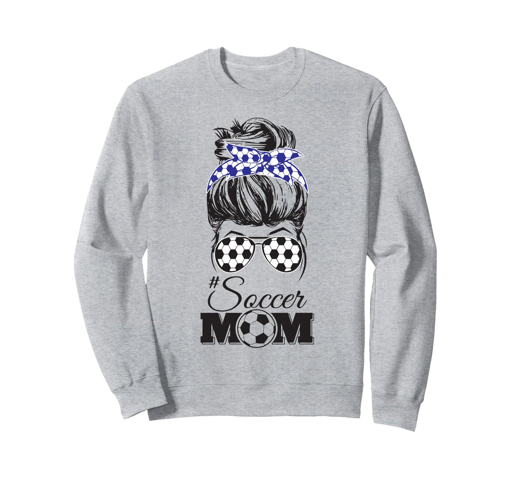 Soccer Mom Messy Bun Glasses Funny Sweatshirt - Graphic Print Men Women