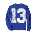 Distressed White Number 13 Jersey Sweatshirt - Custom Art Print Men Women