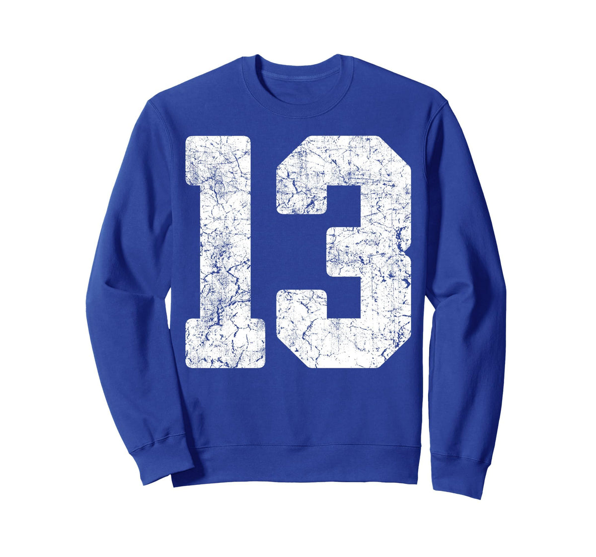Distressed White Number 13 Jersey Sweatshirt - Custom Art Print Men Women