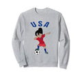 Funny Dabbing Female Soccer Player Sweatshirt - Aesthetic Graphic Unisex