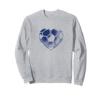 Soccer Ball Blue Color Heart Mom Sweatshirt - Streetwear Style Men Women