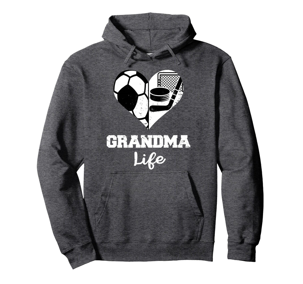 Grandma Life Heart Funny Soccer Hockey Hoodie - Graphic Print Unisex