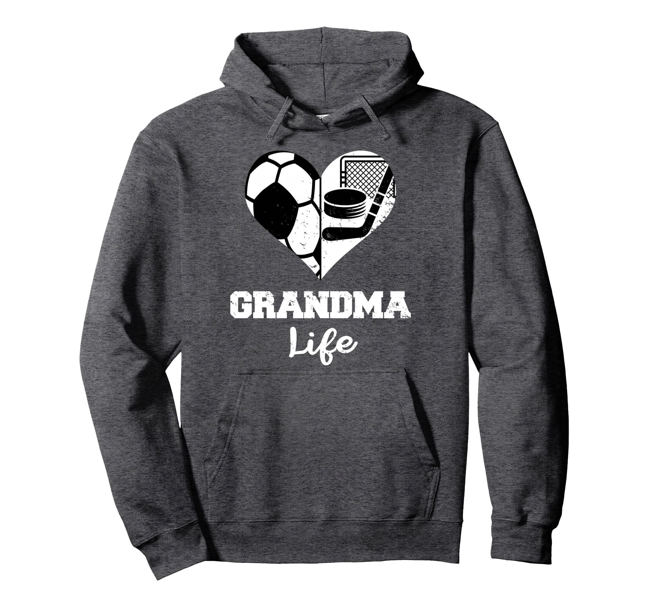 Grandma Life Heart Funny Soccer Hockey Hoodie - Graphic Print Unisex