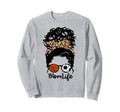 Mom Life Messy Bun Curly Hair Sweatshirt - Fun Novelty Design Unisex