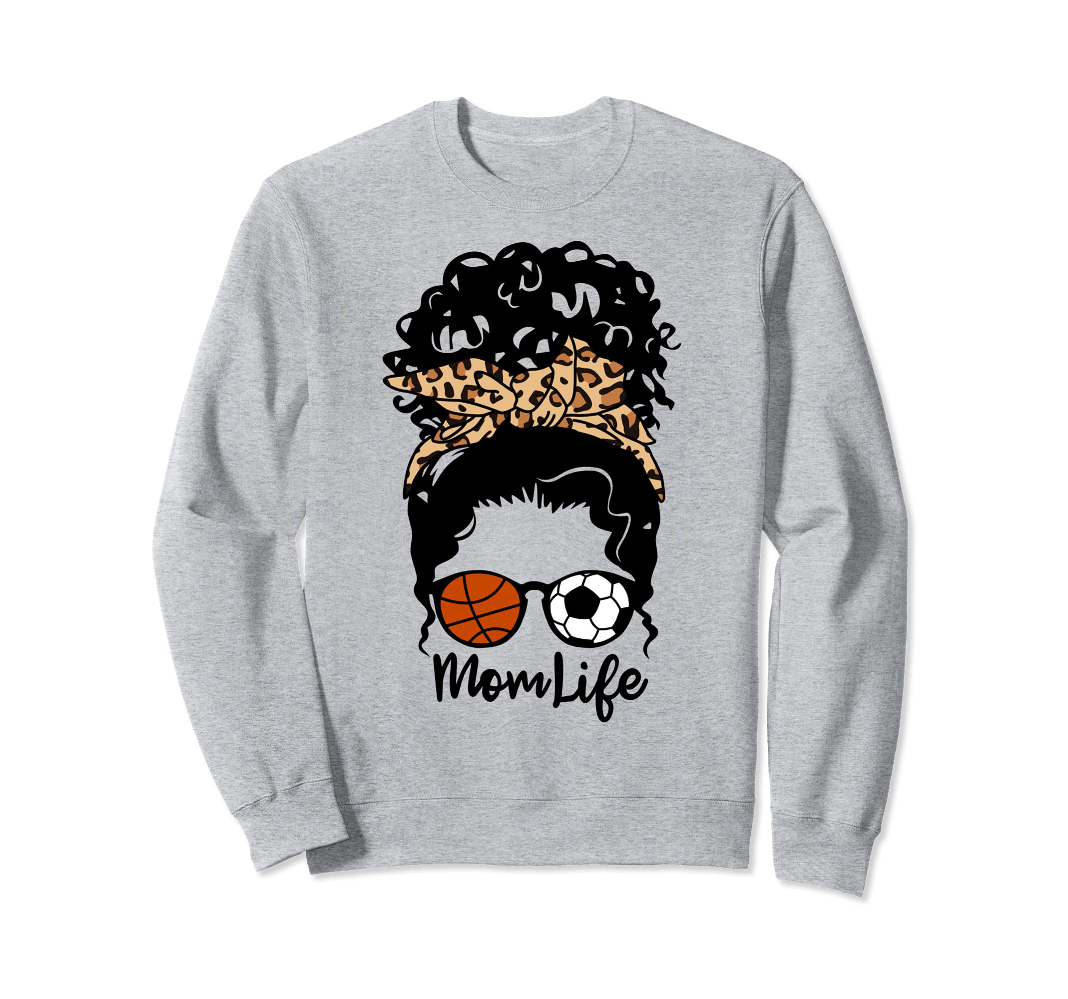 Mom Life Messy Bun Curly Hair Sweatshirt - Fun Novelty Design Unisex
