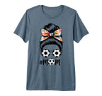Messy Bun Bandana Soccer Mom Soccer T-Shirt - Novelty Apparel Unisex