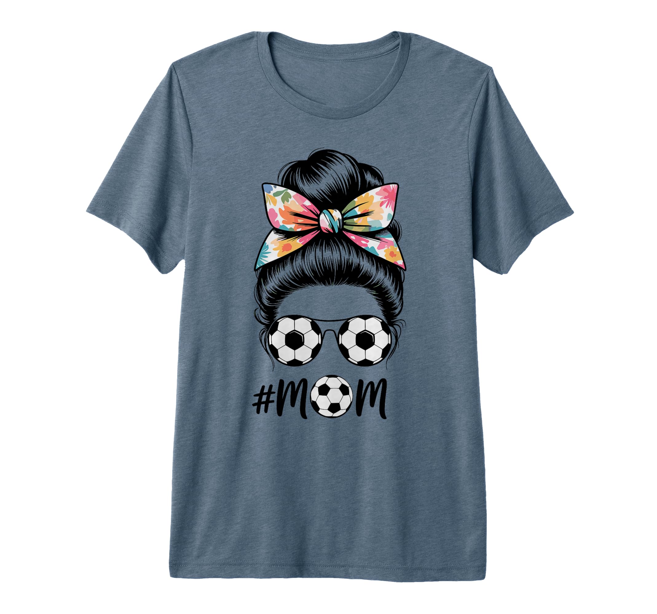 Messy Bun Bandana Soccer Mom Soccer T-Shirt - Novelty Apparel Unisex