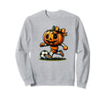 Pumpkin Playing Soccer Orange Bow Sweatshirt - Trendy Graphic Men Women