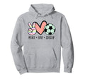 Soccer Lover Gifts Peace Love Soccer Ball Hoodie - Unique Graphic Unisex