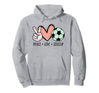 Soccer Lover Gifts Peace Love Soccer Ball Hoodie - Unique Graphic Unisex